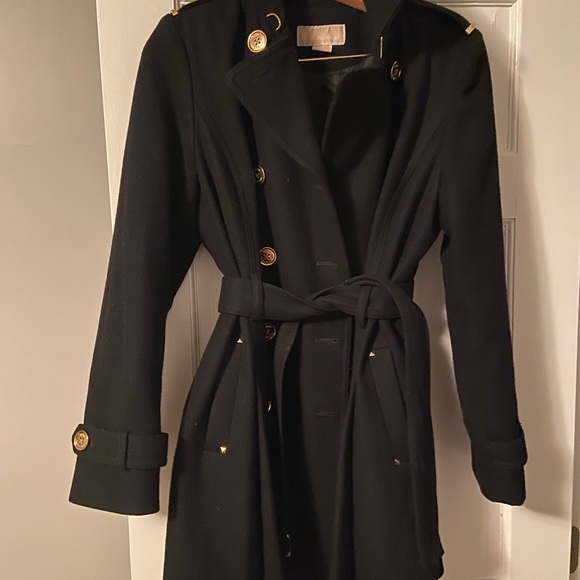 Michael Kors black wool belted coat - Picture 2 of 6